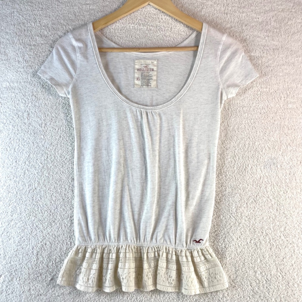 vintage hollister babydoll tee lace peplum hem XS Y2K bella swan fairy coquette